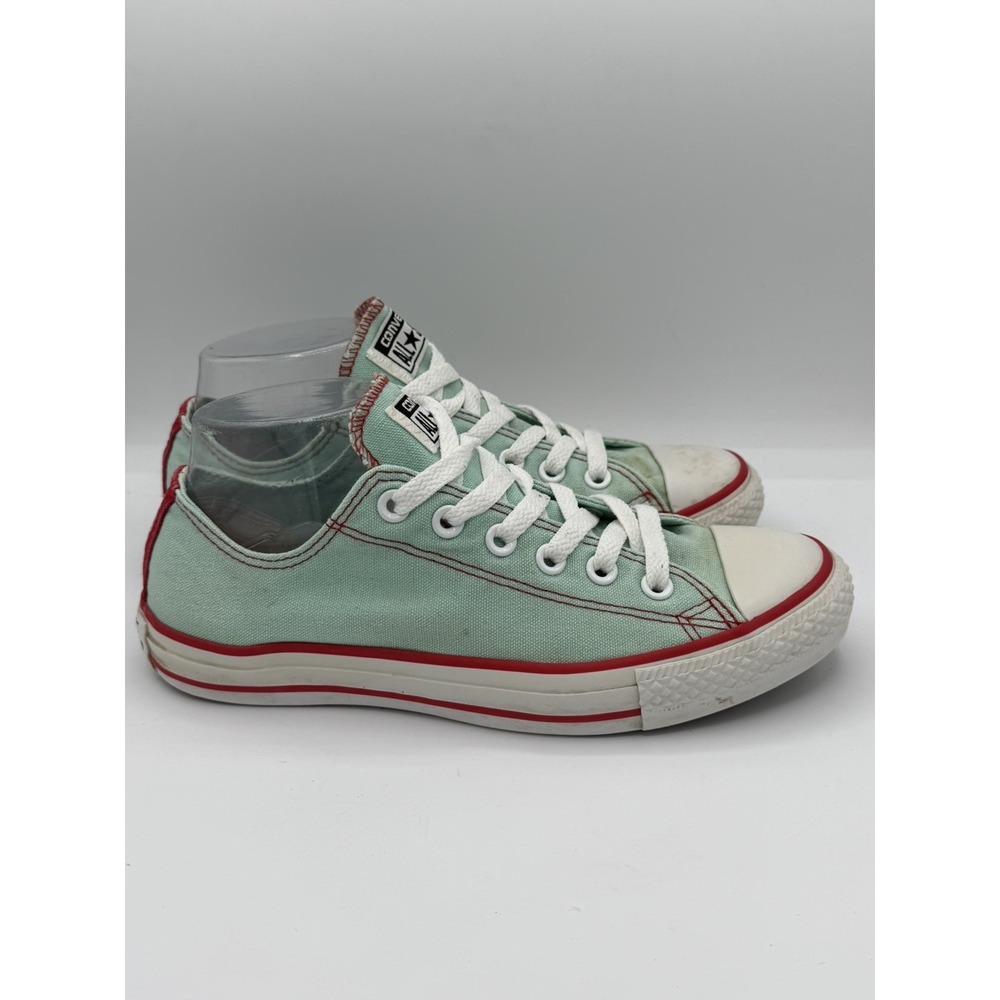 Converse All Star OX Canvas Chuck Taylor Trainers Mint Red Pinstripes Size M6,W8